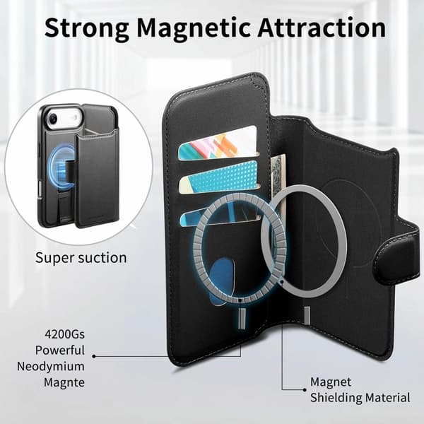 CASENEO iPhone Air Plånboksfodral RFID Blocking Konstläder - Svart