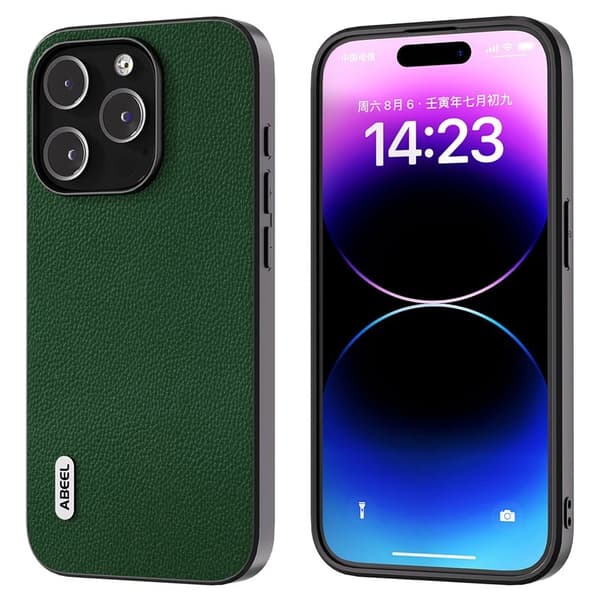 ABEEL Mobilskal till iPhone 14 Pro Max Äkta Läder Grön
