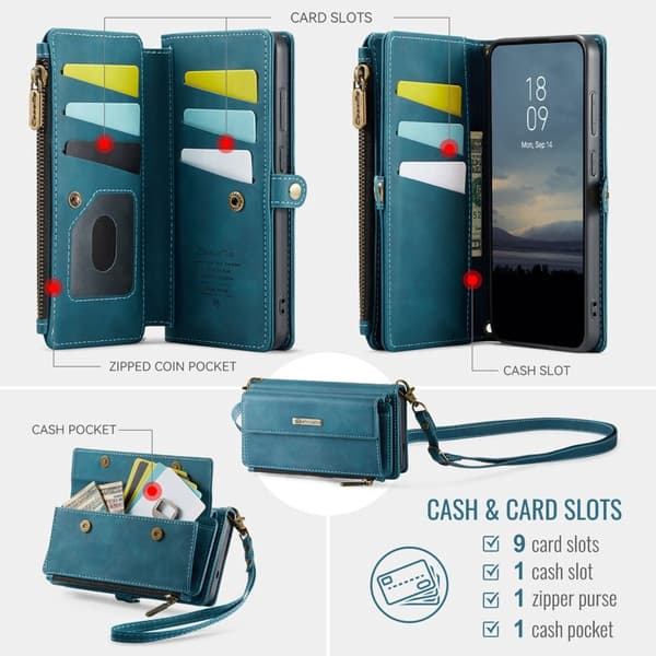 CaseMe Plånboksfodral för Samsung Galaxy S26 Plus Konstläder RFID - Grön
