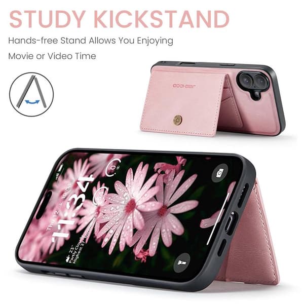 JEEHOOD iPhone 17 Mobilskal KonstLäder + Plast Avtagbar - Rosa Rosa