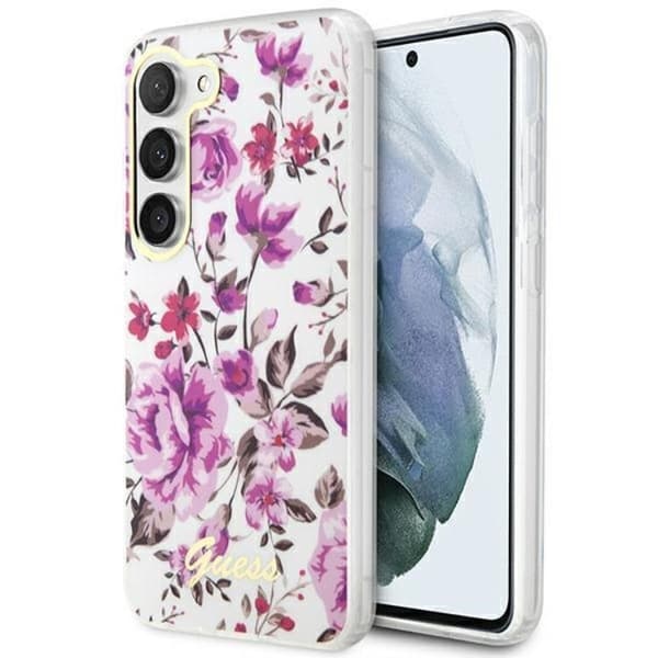 Guess Mobilskal till Galaxy S23 Plus Flower Collection - Vit Vit