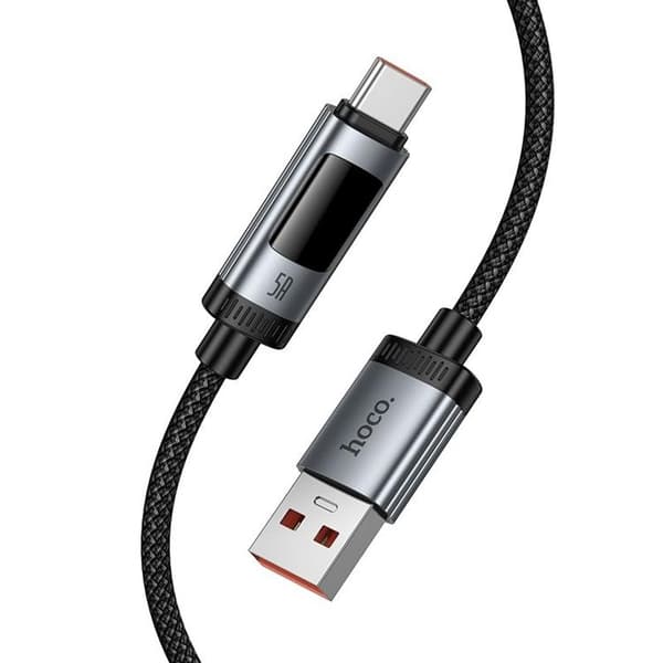 HOCO USB-A til USB-C 100W Kabel 6A 1.2m med Display U148 - Sort Svart