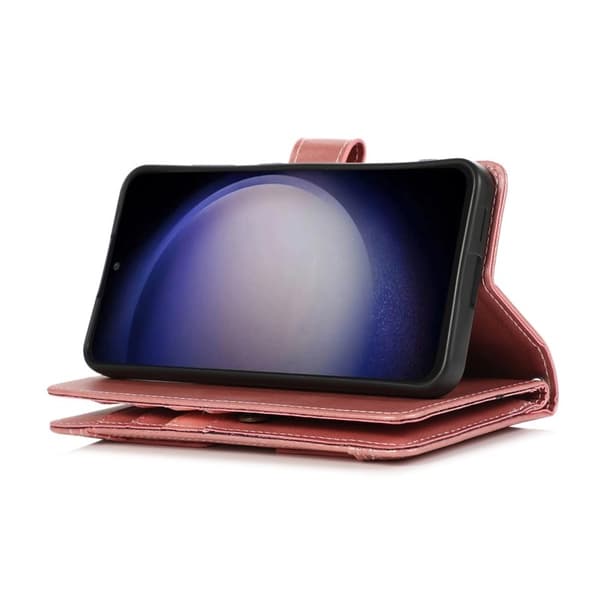Samsung Galaxy S26 Plånboksfodral Äkta Läder Magnetiskt Skydd - Roséguld