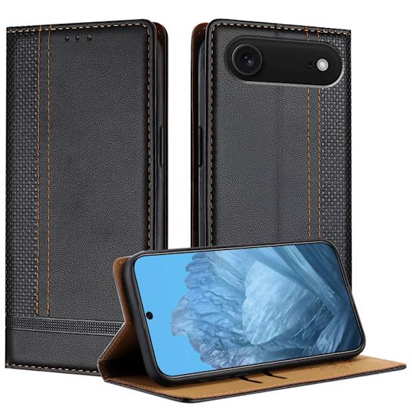iPhone Air Plånboksfodral Kickstand Grid Pattern - Svart Svart