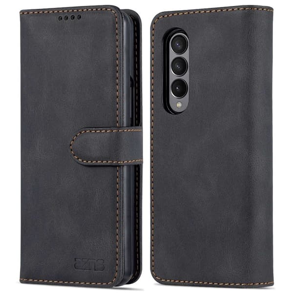 AZNS Samsung Galaxy Z Fold4 5G Plånboksfodral Konstläder - Svart