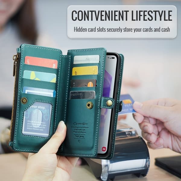 CASEME Plånboksfodral Konstläder för Samsung Galaxy A55 5G - Grön