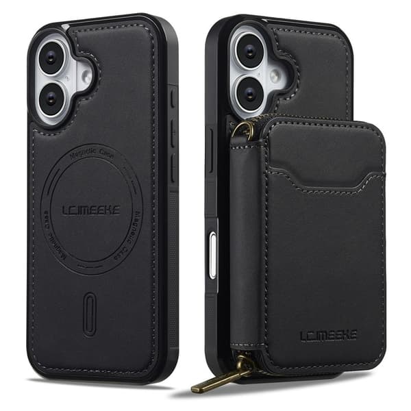 LC.IMEEKE L6 iPhone 17 Plånboksfodral Konstläder - Svart