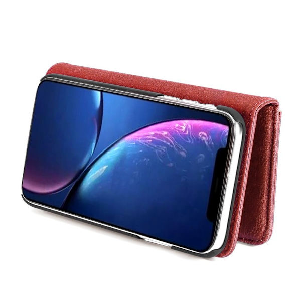 DG.MING iPhone 11 Äkta Läder Plånboksfodral Flip Vinröd
