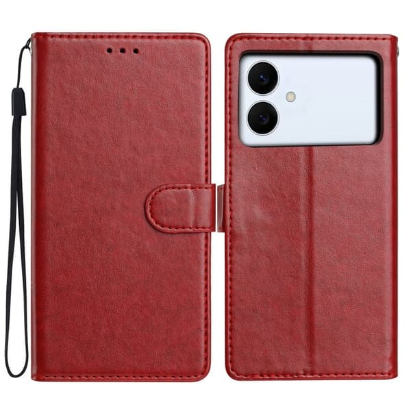 Samsung Galaxy S26 Edge Plånboksfodral Konstläder Ställ - Röd