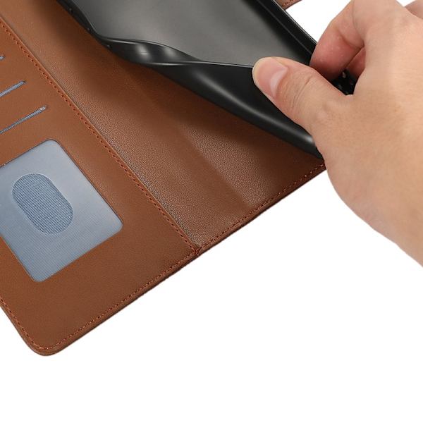 Plånboksfodral för Samsung Galaxy S26 Plus 3D Rombmönster Konstläder - Brun