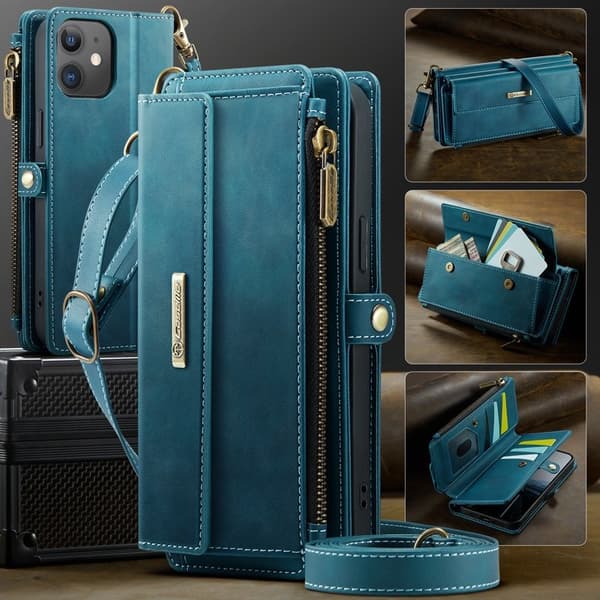 CASEME Plånboksfodral för iPhone 12 mini Konstläder Grön