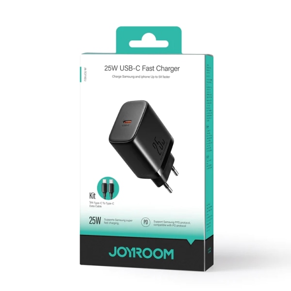 Joyroom Snabbladdare 25W + USB-C/USB-C Kabel 1m - Vit