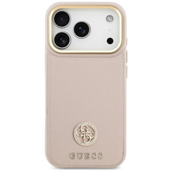 Guess Mobilskal till iPhone 17 Pro Max Magsafe Grained Strass Logo - Rosa Rosa
