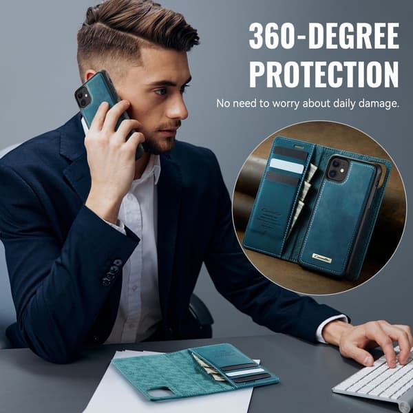 CASEME C49 Mobilskal till iPhone 11 MagSafe RFID Blocker Läder Grön