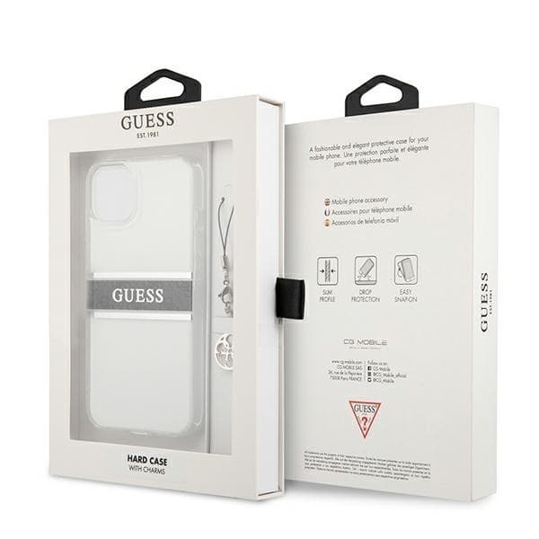 Guess Skal iPhone 13 mini Grey Strap Charm - Transparent Transparent