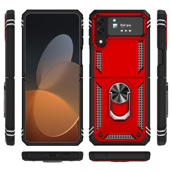 Galaxy Z Flip 4 Skal Ringhållare Kickstand - Röd
