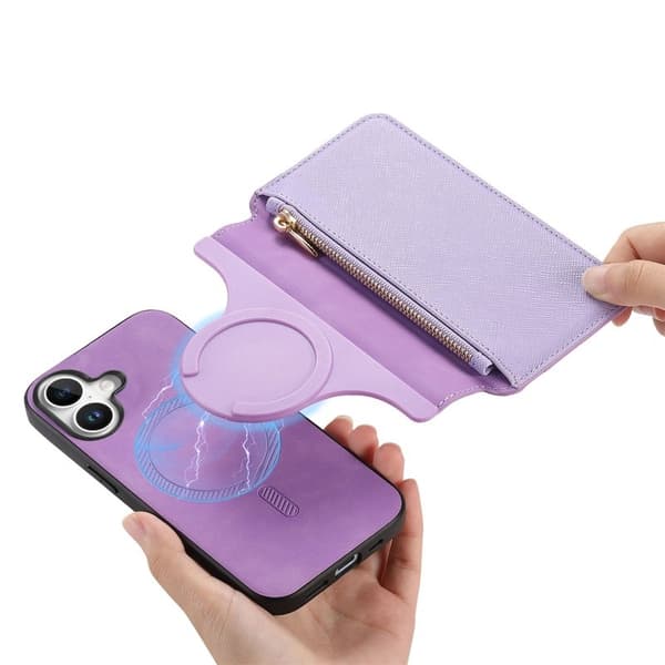 CASENEO iPhone 16 Plus Plånboksfodral Konstläder - Lila