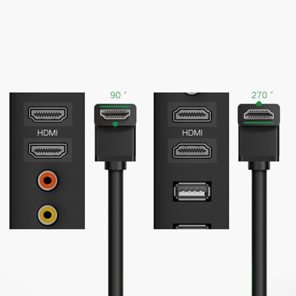 Ugreen Vinklet HDMI-kabel 90° 4K 1m - Sort