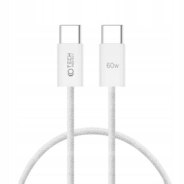 Tech-Protect USB-C till USB-C -kaapeli (100 cm) Ultraboost Classic Vit