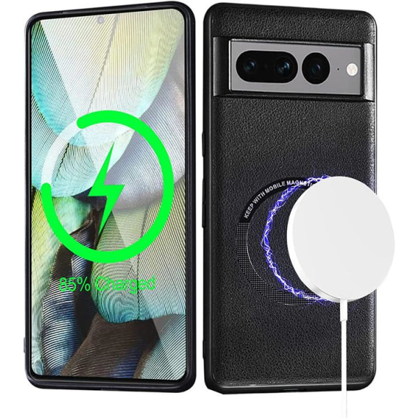 Google Pixel 7 Case Magsafe Magnetic PU Læder - Sort