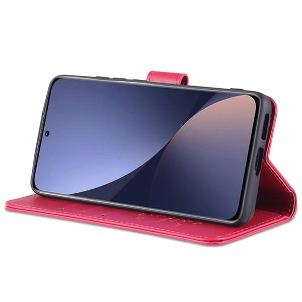 AZNS Xiaomi 12 Lite Plånboksfodral i Texturerat Konstläder - Röd