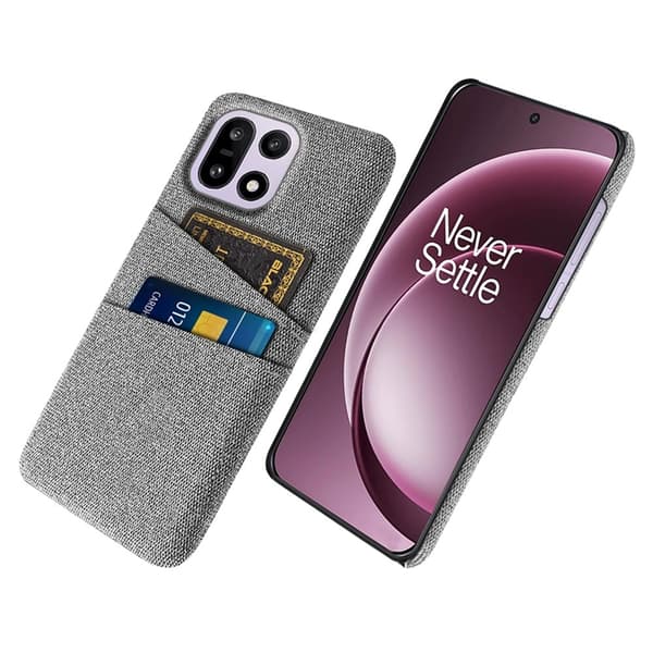 Mobilskal till OnePlus 15 5G Korthållare Cloth + Hard PC - Grå Grå