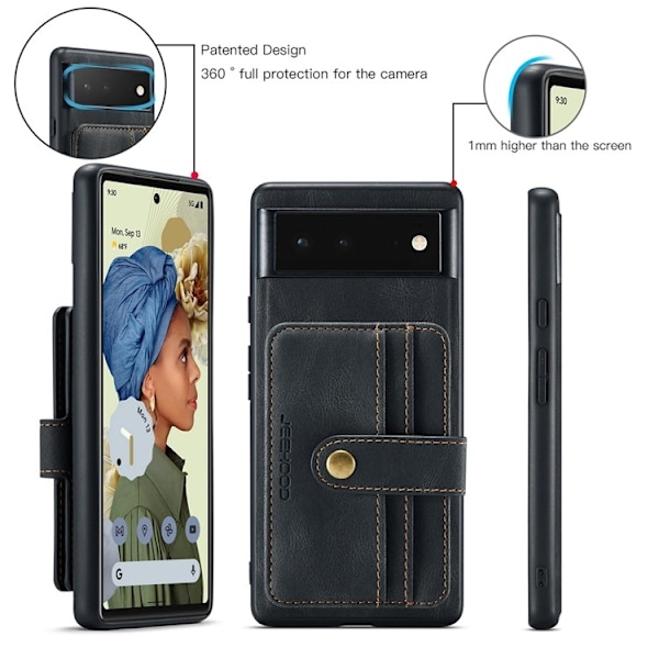 JEEHOOD Google Pixel 7 Skal Korthållare RFID - Svart Svart