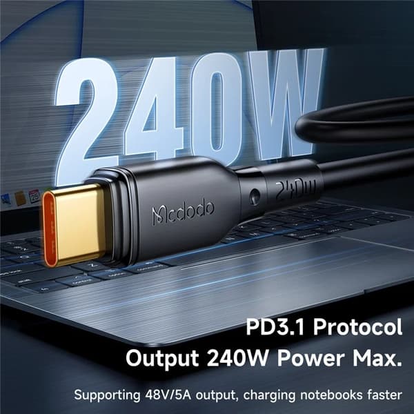 MCDODO USB-C - USB-C 240W Kabel 2m 5A CA-3311 MDD PD - Svart Svart