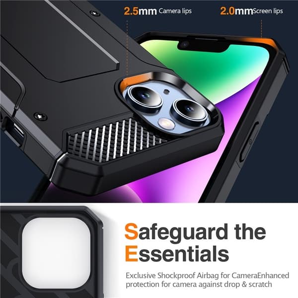 Mobilskal till iPhone 14 Plus Kickstand Shockproof - Svart Svart