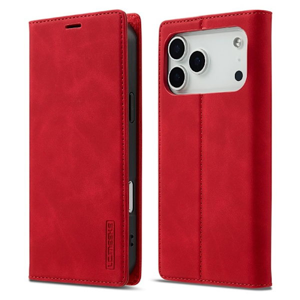 LC.IMEEKE iPhone 17 Pro Plånboksfodral Konstläder- Röd