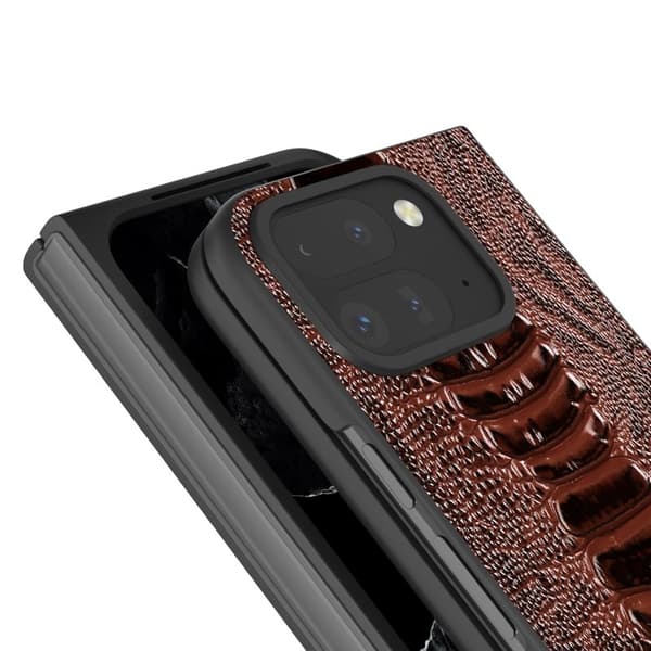 ABEEL Mobilskal till Google Pixel 9 Pro Krokodiltextur Äkta Läder - Brun
