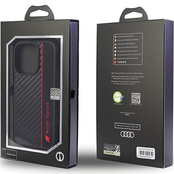 Audi iPhone 13 Pro Max Mobilskal Carbon Fiber Stripe - Sort Black