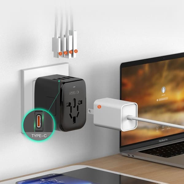 Tech-Protect Rejseadapter EU/UK/US/AU TA200 - Sort Svart