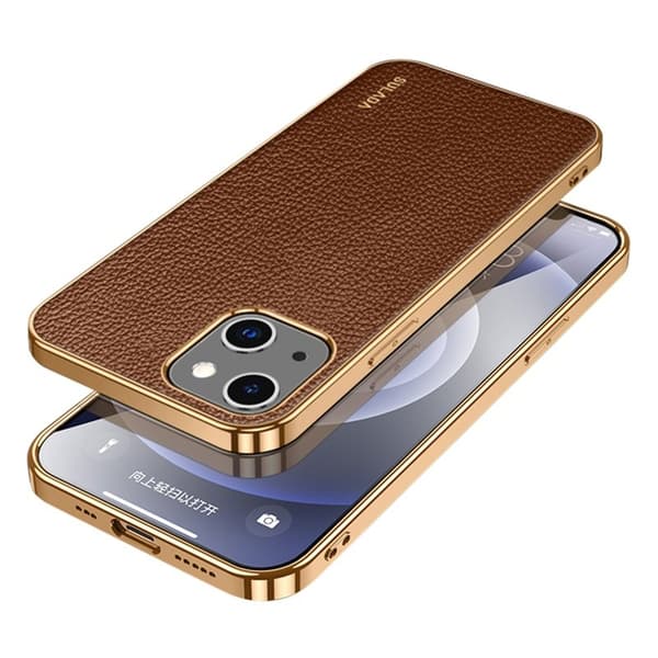 SULADA Mobilskal till iPhone 13 PU Läder Scratch-Resistant Brun