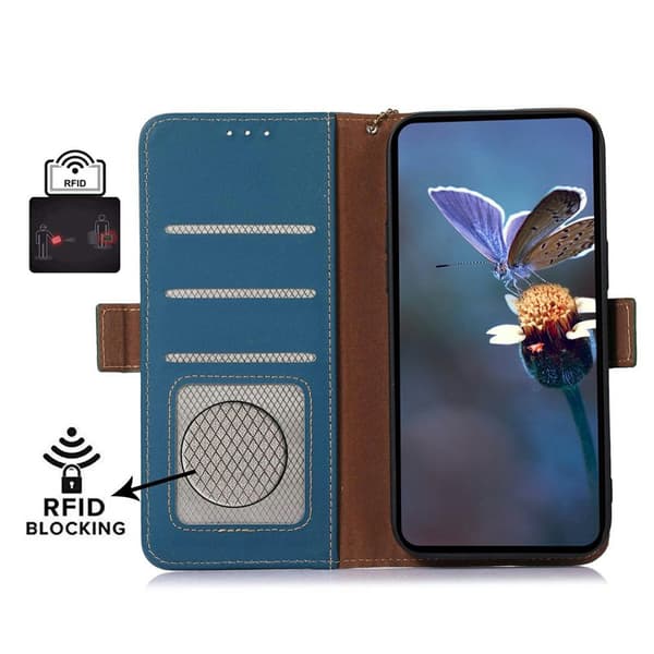 Plånboksfodral för Samsung Galaxy S26 Plus Äkta läder RFID - Blå