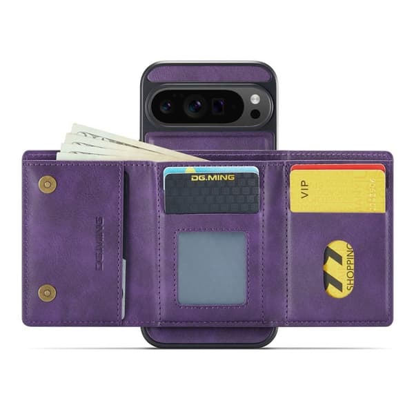 DG.MING M6 Series Konstläder Plånboksfodral för Google Pixel 10 Pro XL - Lila