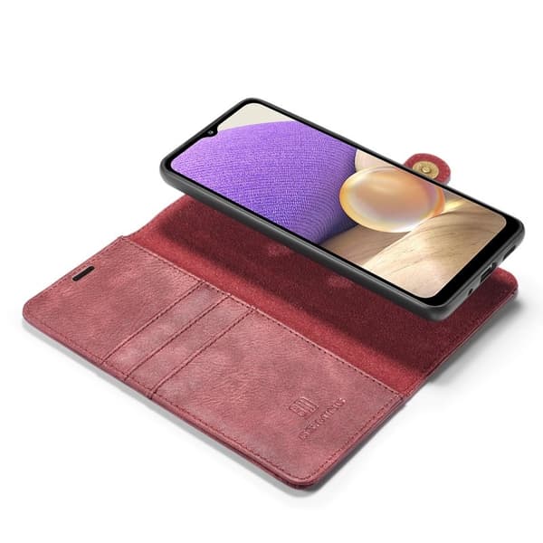 DG.MING Samsung Galaxy A32 5G Plånboksfodral Äkta Läder Detachable Röd