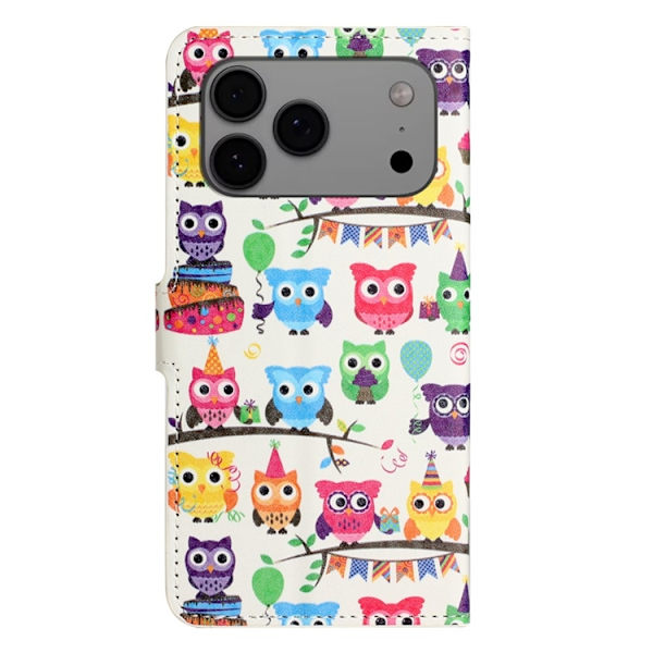 iPhone 17 Pro Plånboksfodral Pattern Print Konstläder Vit