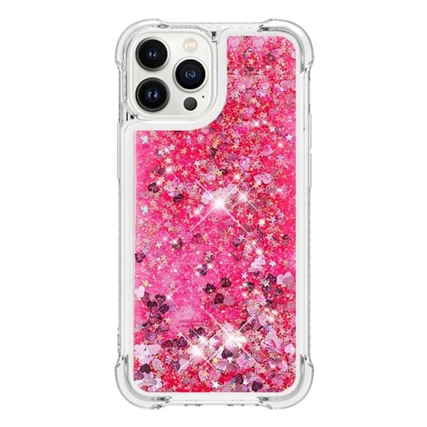 iPhone 14 Pro Cover Liquid Floating Glitter - Pink Rosa