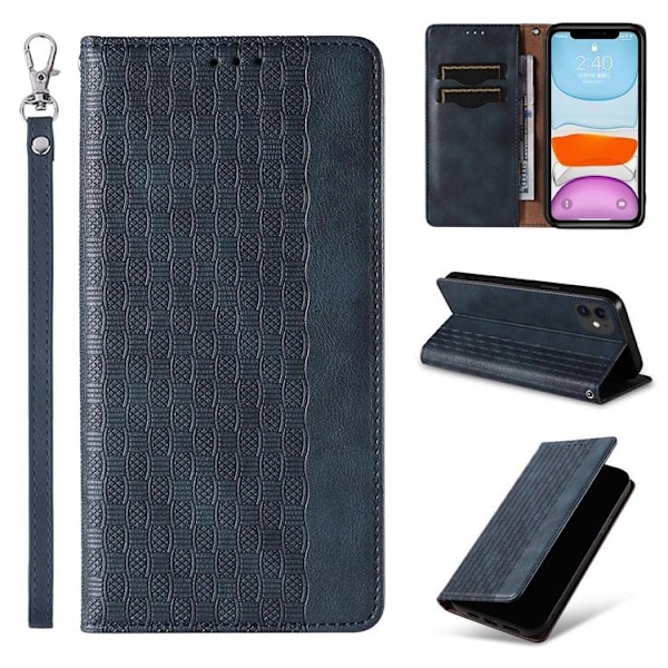 iPhone 12 Lompakkokotelo Magnet Strap - Sininen Blå