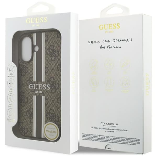 Guess telefontaske til iPhone 17 MagSafe 4G trykte striber - brun Brun