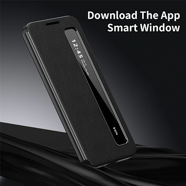 Mobilskal till Galaxy S25 Ultra Smart View Window Läder - Grå Grå