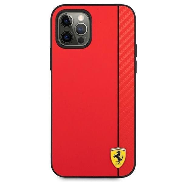 Ferrari On Track Carbon Stripe Skal iPhone 12 Pro Max - Punainen Red