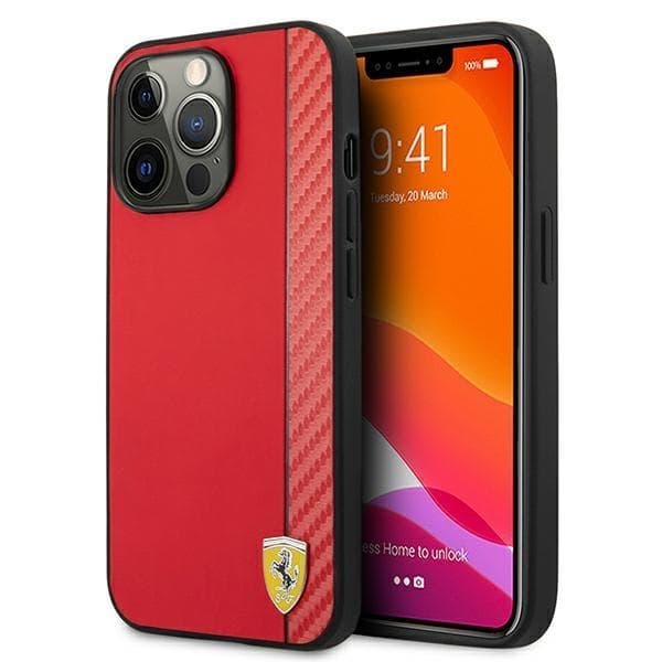 Ferrari Skal iPhone 13 Pro Max On Track Carbon Stripe - Röd Röd