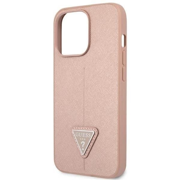 GUESS iPhone 14 Pro Max Skal Saffiano Triangle Logo - Pinkki Rosa
