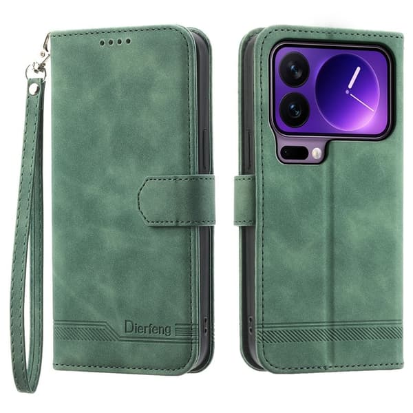 DIERFENG DF-03 Plånboksfodral Konstläder för Xiaomi 17 Pro - Grön