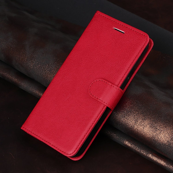 OnePlus 15 5G Plånboksfodral Solid Färg Konstläder Röd