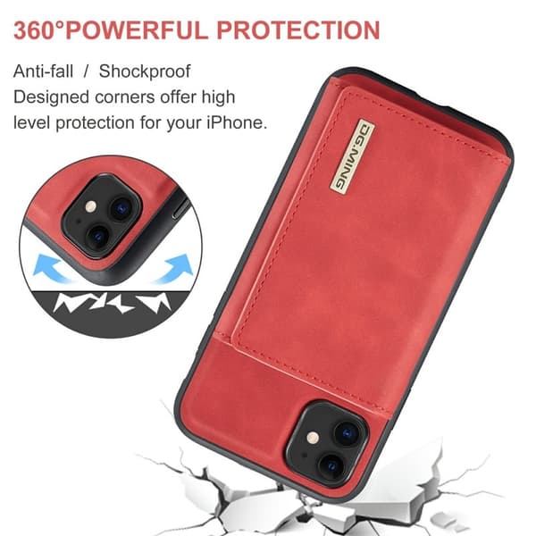 DG.MING M1 Wallet Mobilskal med Ställ för iPhone 11 - Röd