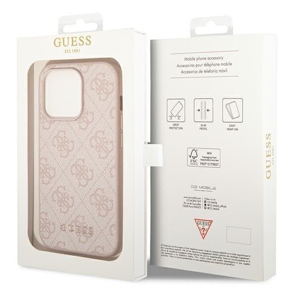 GUESS iPhone 14 Pro Max Skal Metall Gold Logo - Rosa