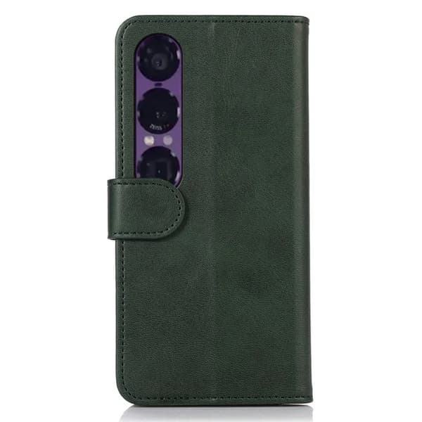 Sony Xperia 1 VII Plånboksfodral Cowhide Texture Konstläder - Grön